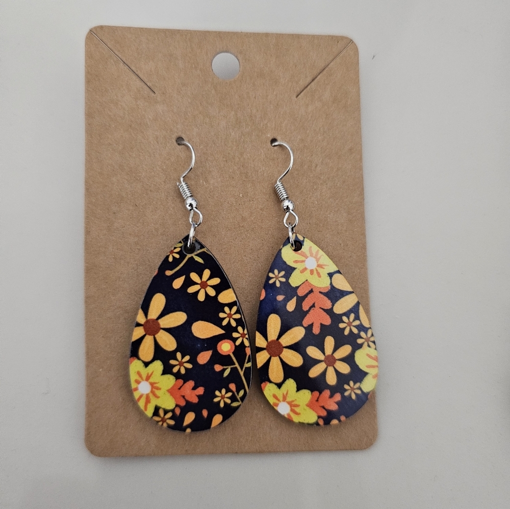 Floral Teardrop Earrings Handmade